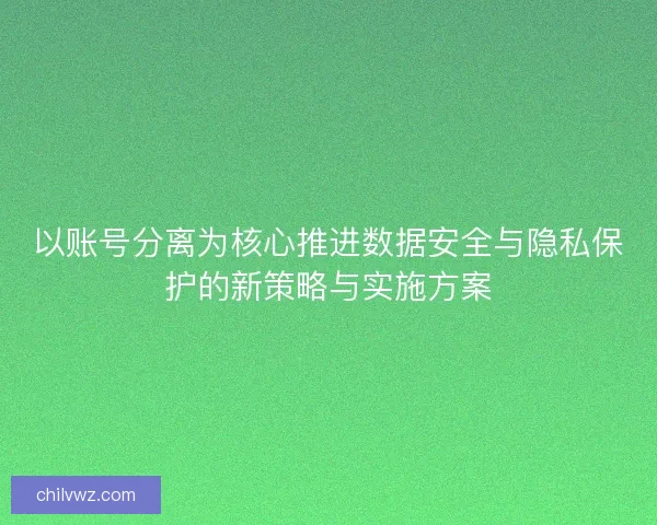 以账号分离为核心推进数据安全与隐私保护的新策略与实施方案