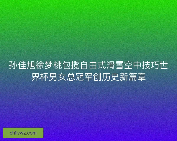 孙佳旭徐梦桃包揽自由式滑雪空中技巧世界杯男女总冠军创历史新篇章